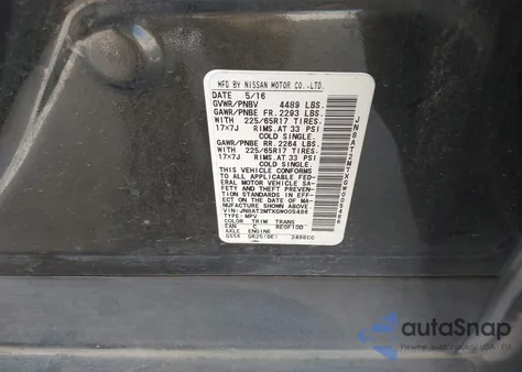 2016 Nissan Rogue S из США, поврежденный, VIN JN8AT2MTXGW005486